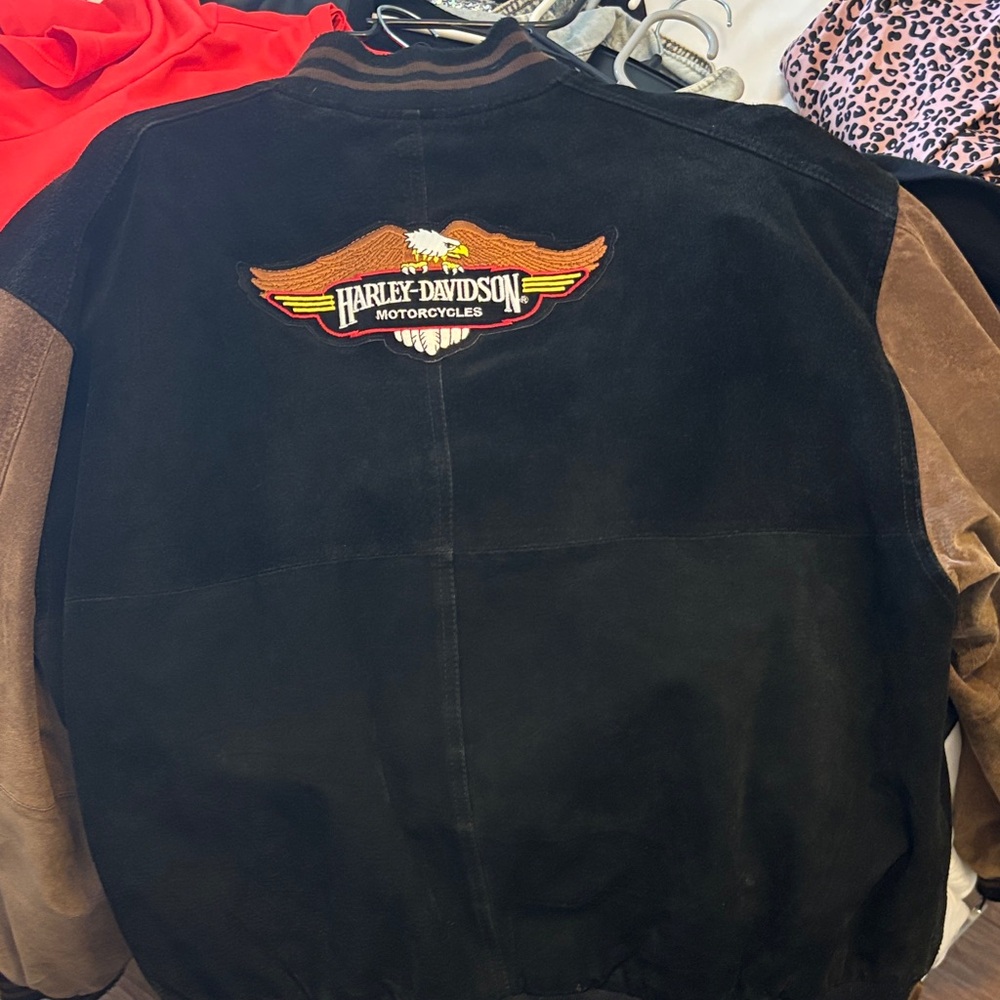 Harley-Davidson Black and Tan suede Bomber Jacket